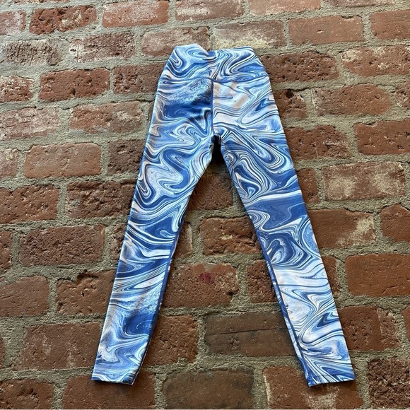 Carbon38 Marble Swirl Blue & White High-Waisted High Rise Workout Leggings Small - Picture 13 of 16